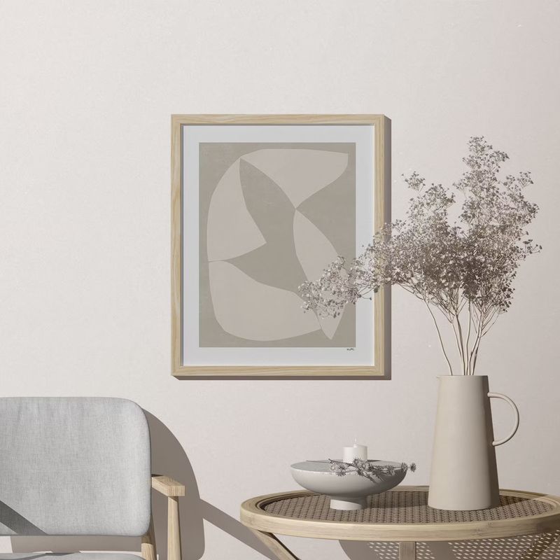 Free Minimalistic Scene With Frame Mockup On The Wall In Minimalistic Interior