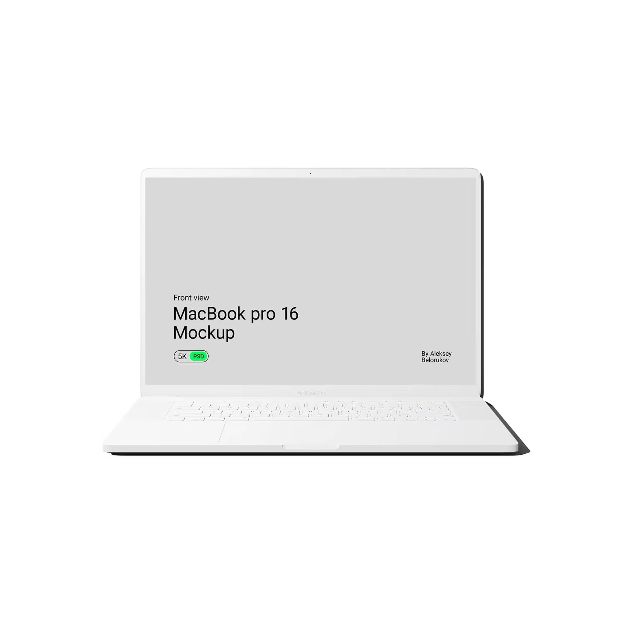 Free Clay Macbook Pro 16 2020 Mockup V5 Front View