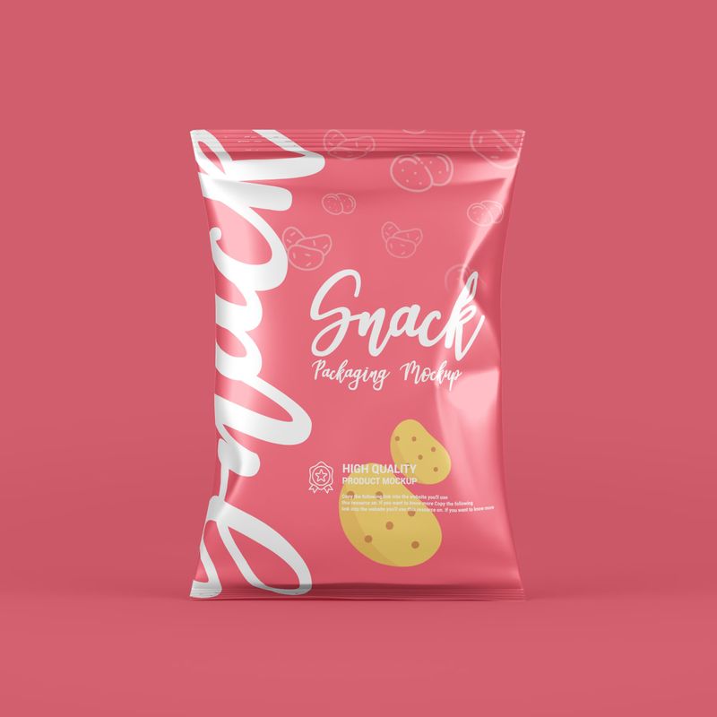 Chips Snacks Foil Pack PSD Packaging Mockup 3
