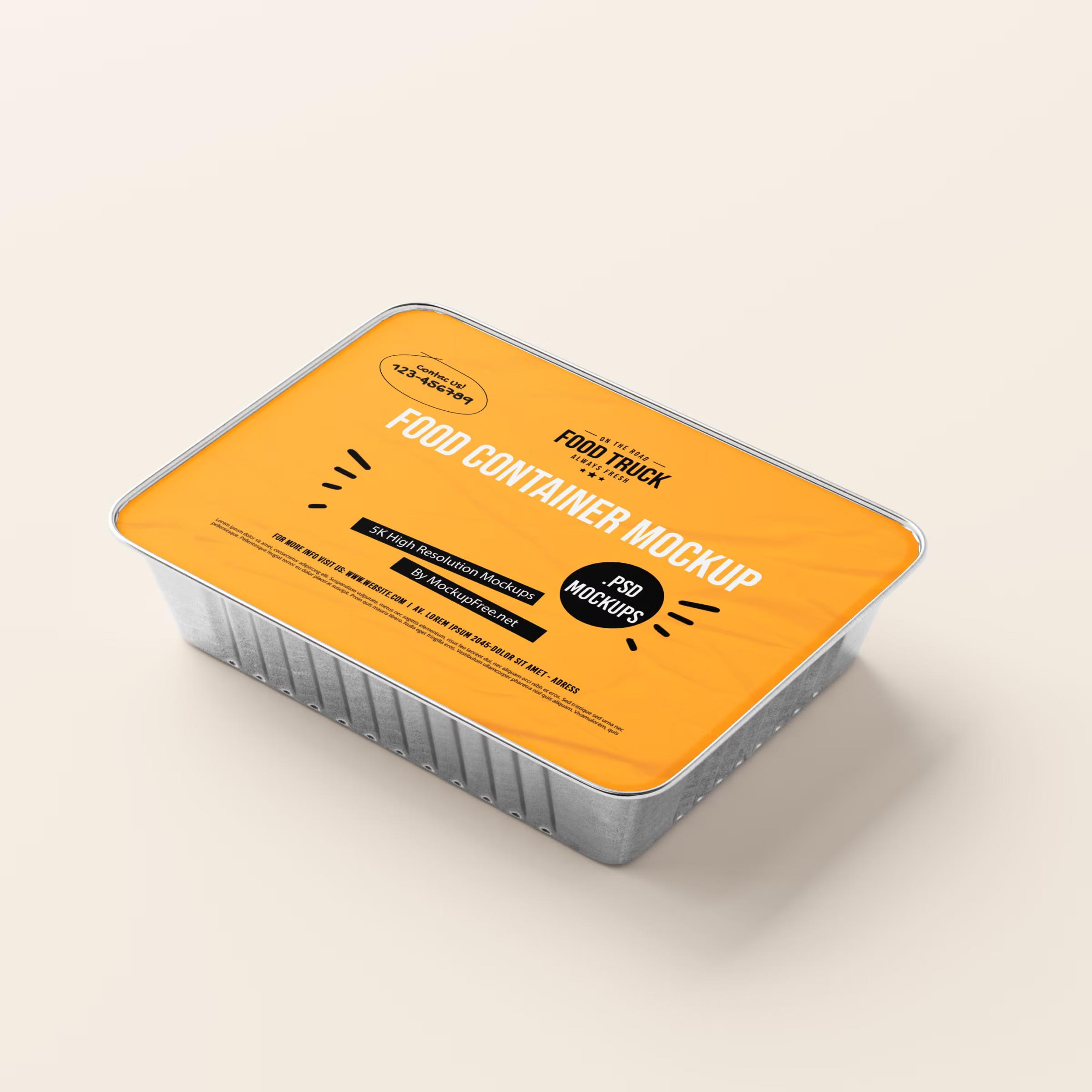 Large Aluminum Food Container Box Mockup 2