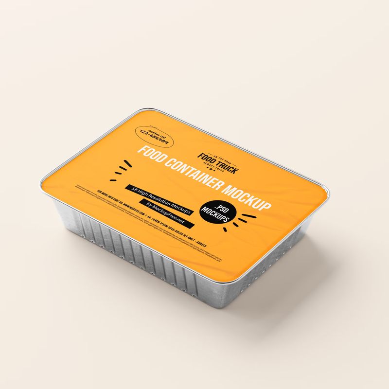 Large Aluminum Food Container Box Mockup 2