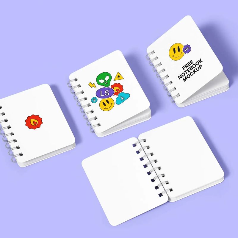 Free Spiral Hardcover Notepads Mockup