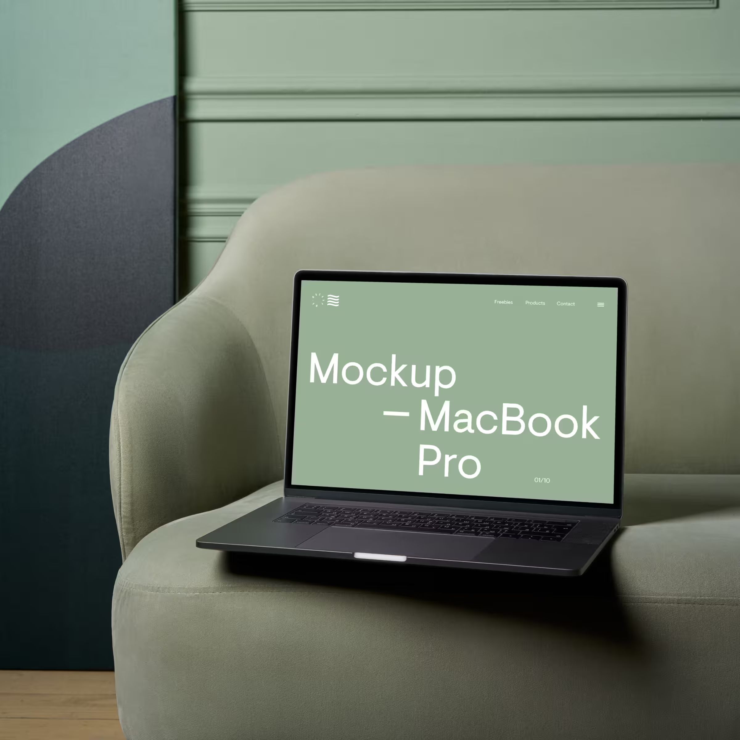 MacBook Pro on a Couch Mockup