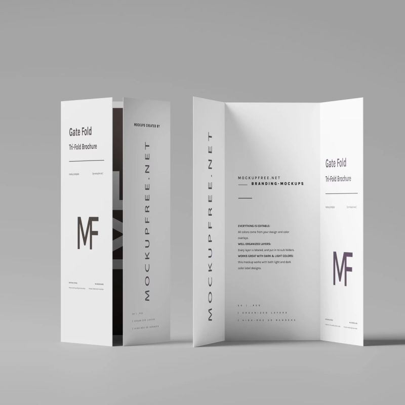 Gate Fold Brochure Mockups