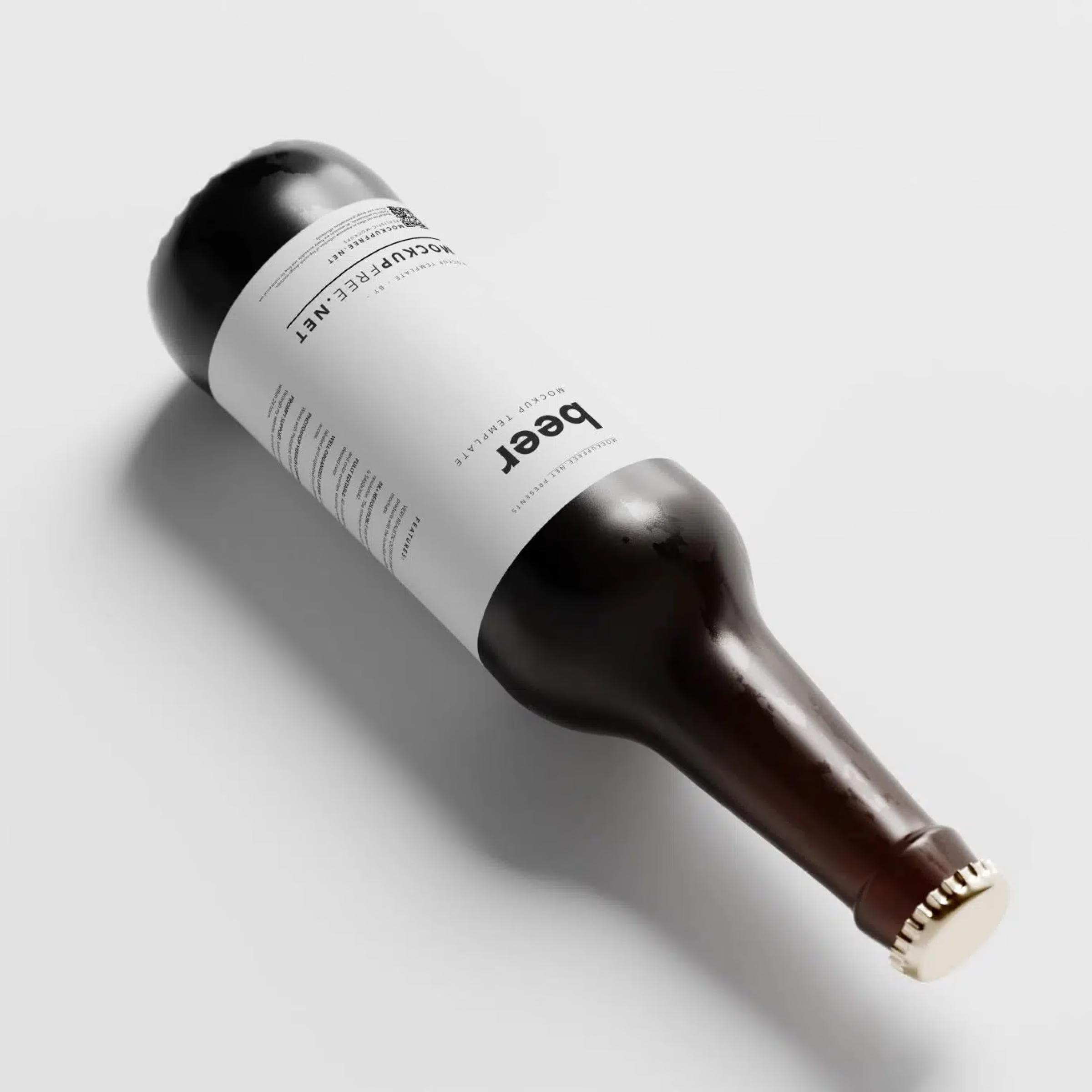 Amber Color Longneck Beer Bottle Mockup 7