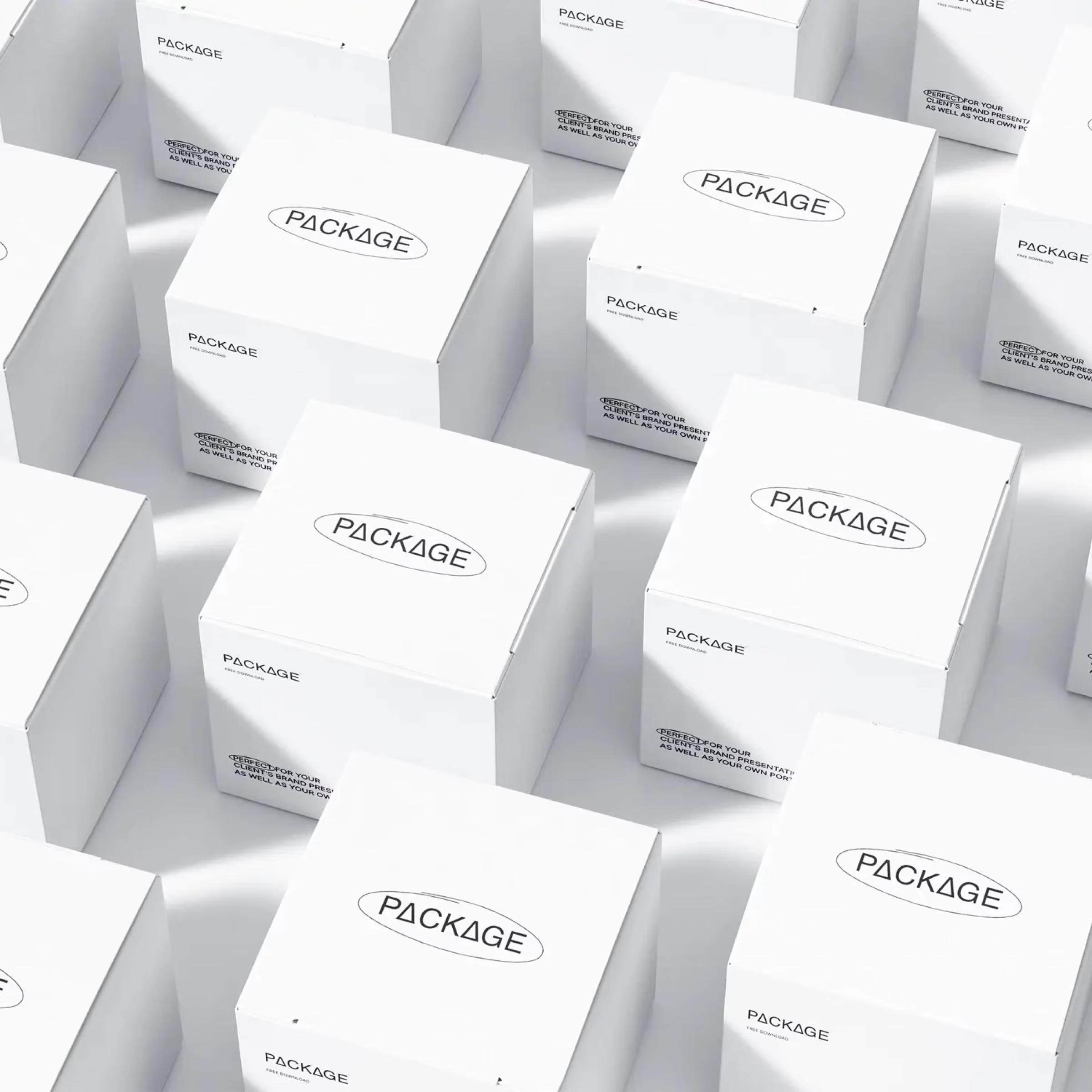 Free Isometric Packages Grid Mockup