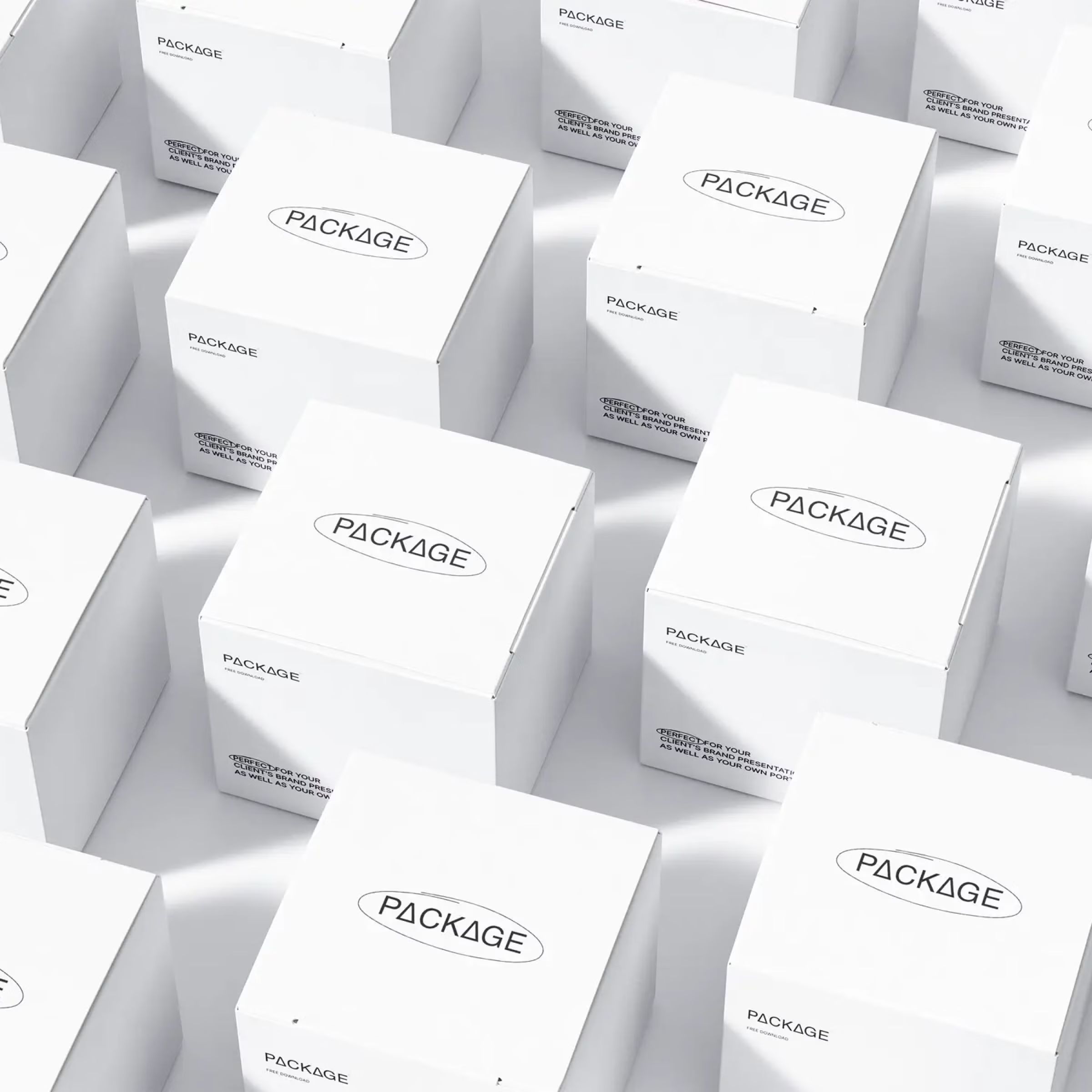 Free Isometric Packages Grid Mockup
