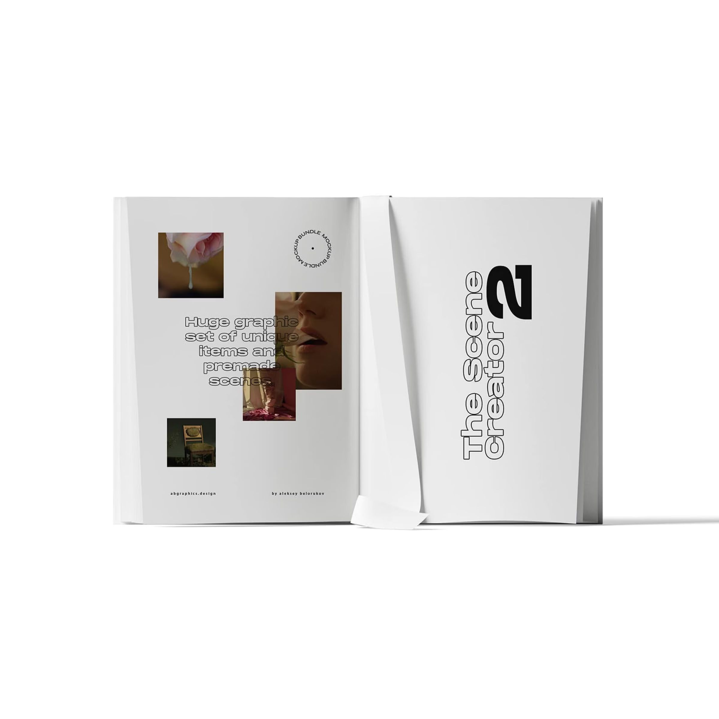 Free Open Magazine With Bookmark Mockup Front View