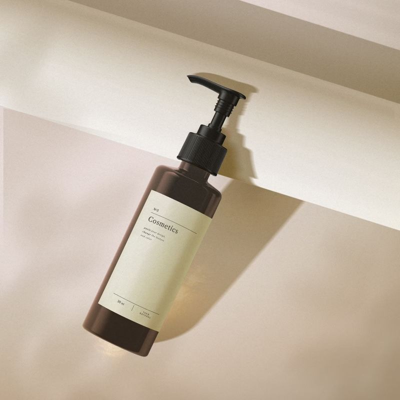 Free Minimalistic Cosmetics Bottle Mockup Top View
