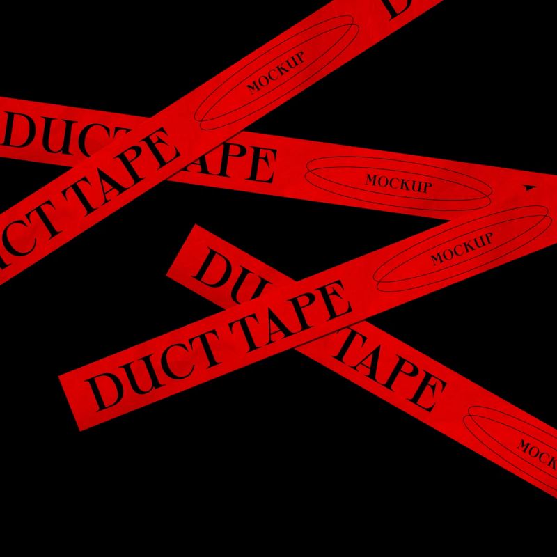 Free Duct Tape Mockups On Black Background Top View