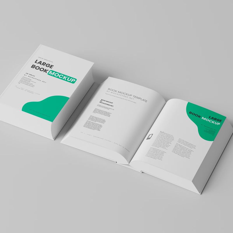 Large Size Book Cover and Inner Page Mockups