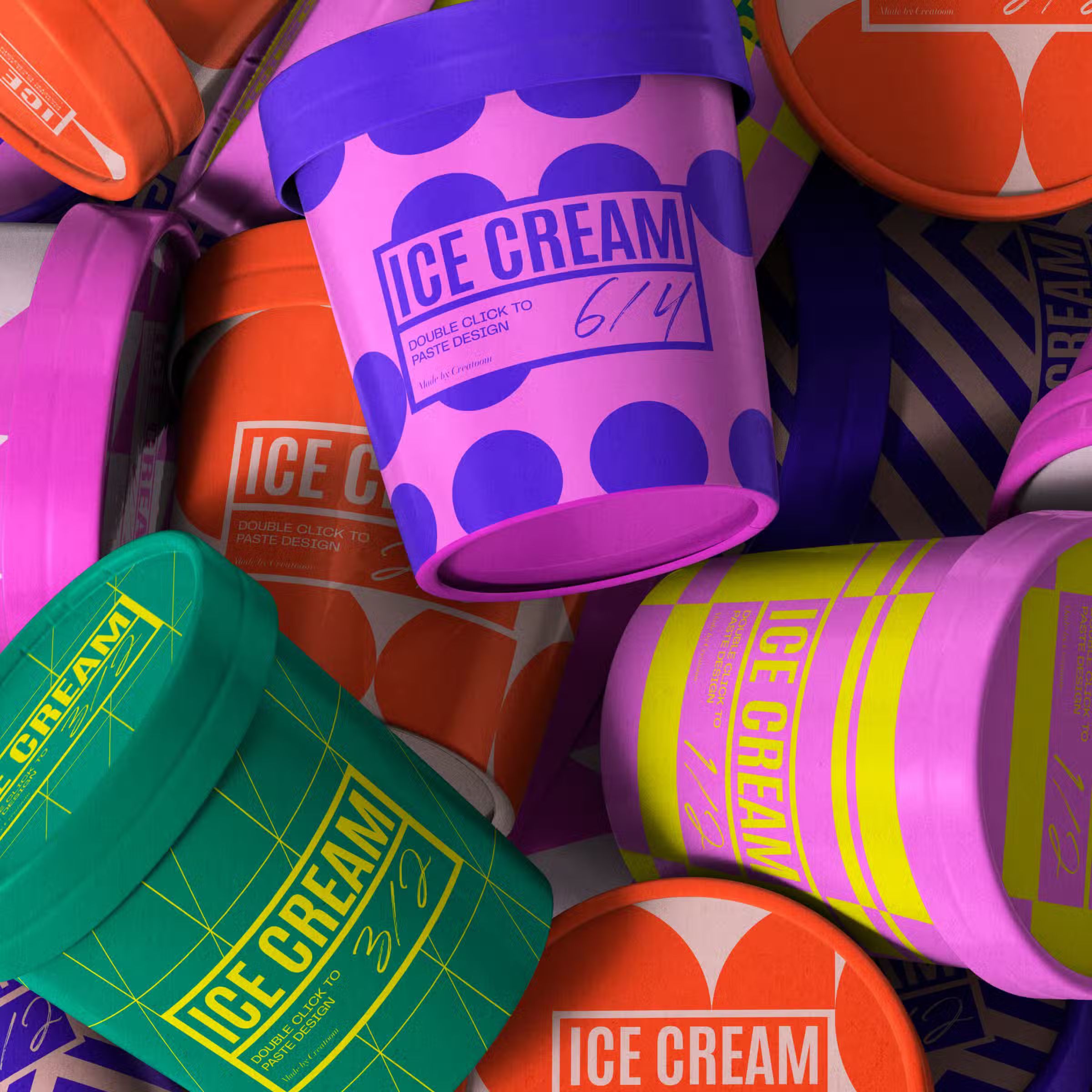 Free Scene With Carton Ice Cream Cup Mockups V3 Top View