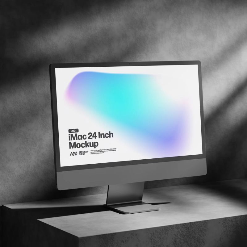 iMac Mockup In Dark Shadow 2