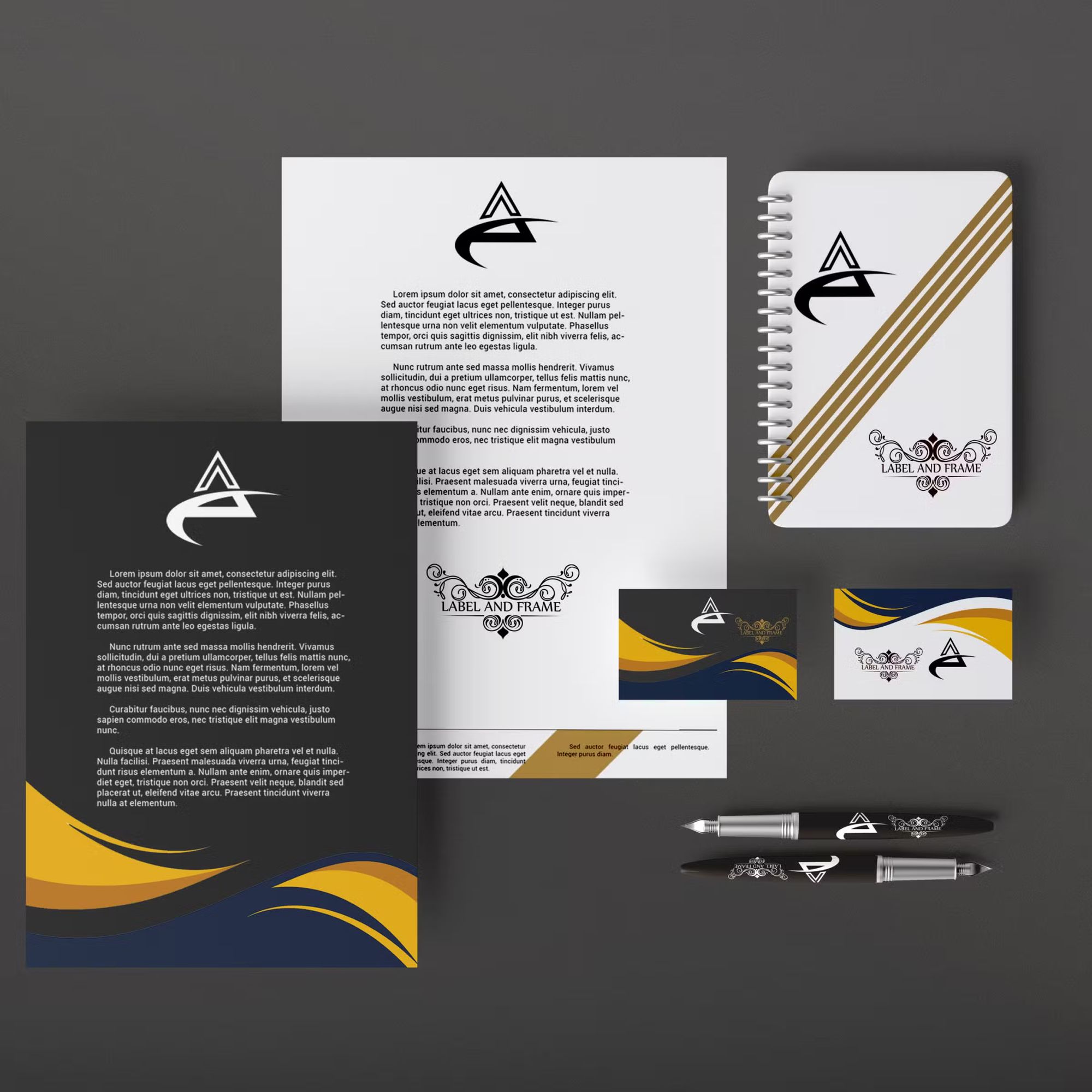 Dark Color Stationery Branding Identity Mockups
