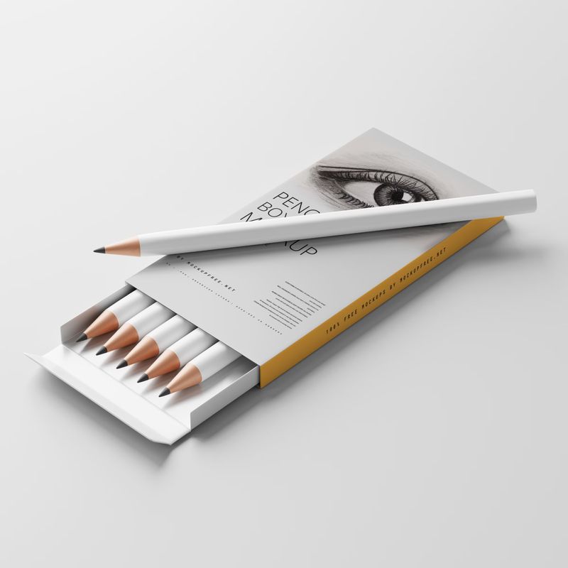Six Pencil Packaging Box Mockup