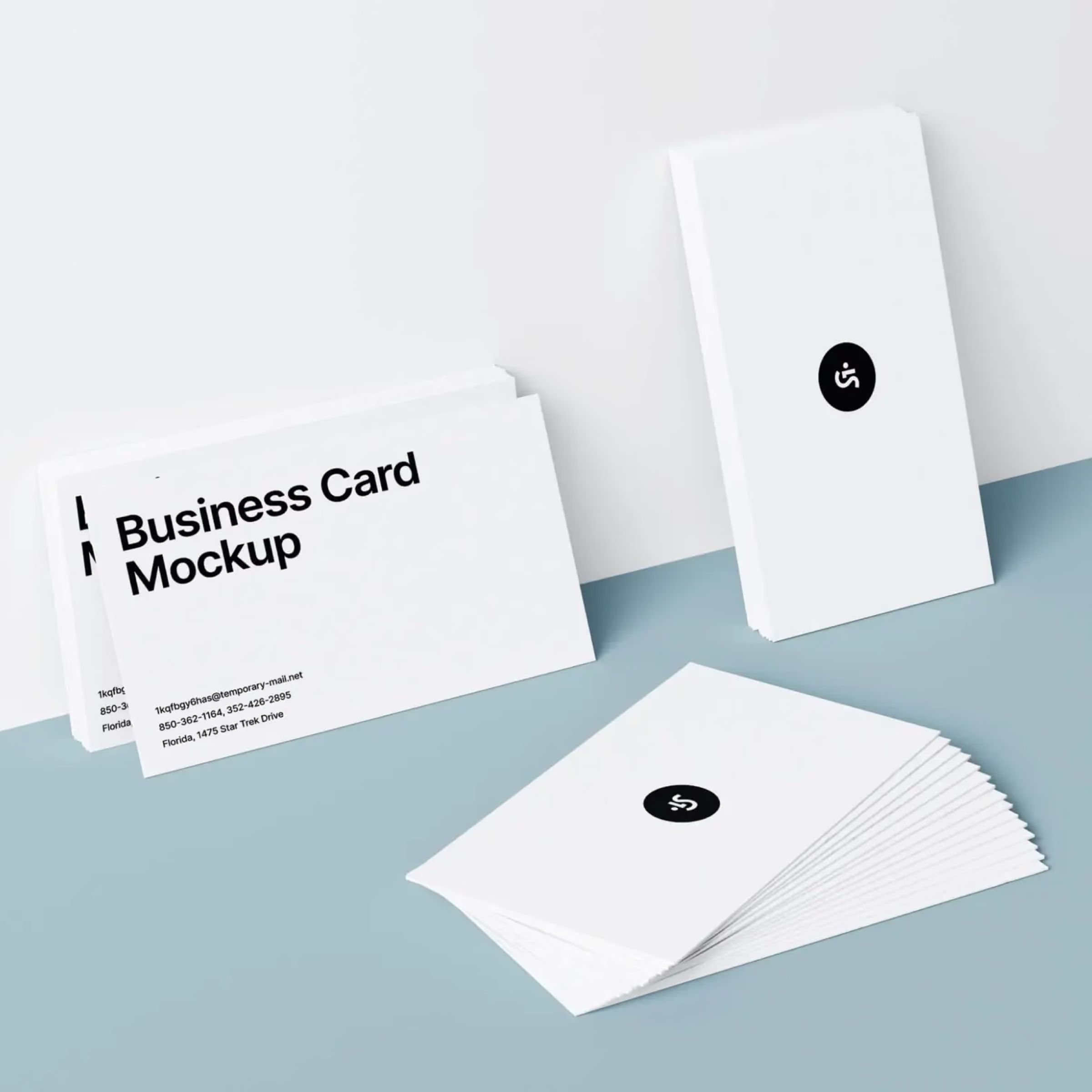 Free Photorealistic Business Cards Mockups Scene