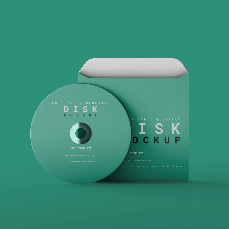 CD, DVD or Blue-Ray Disc with Box Mockups 2
