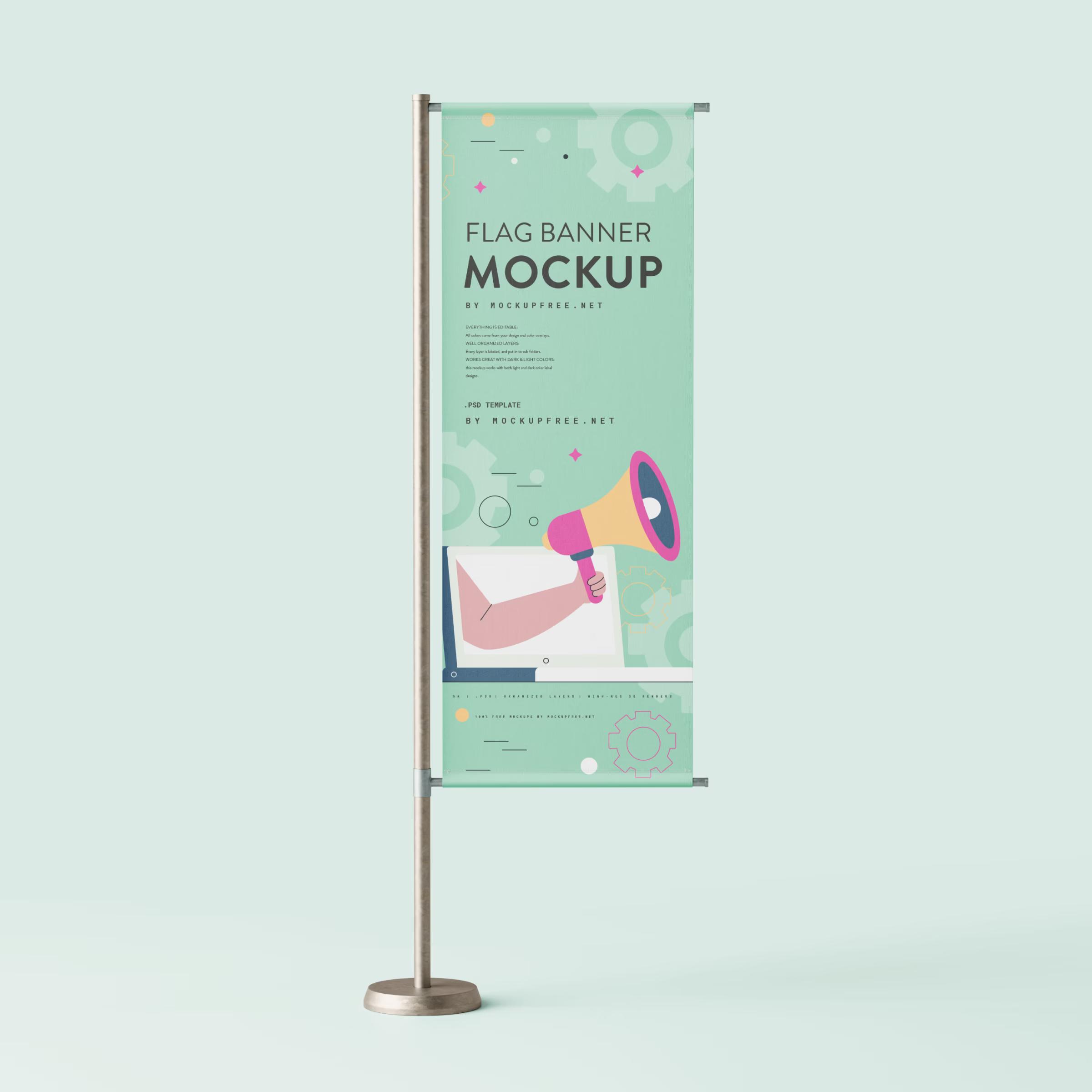 Flag shaped advertising banner mockups
