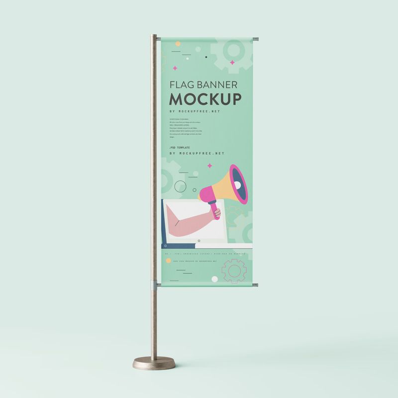 Flag shaped advertising banner mockups