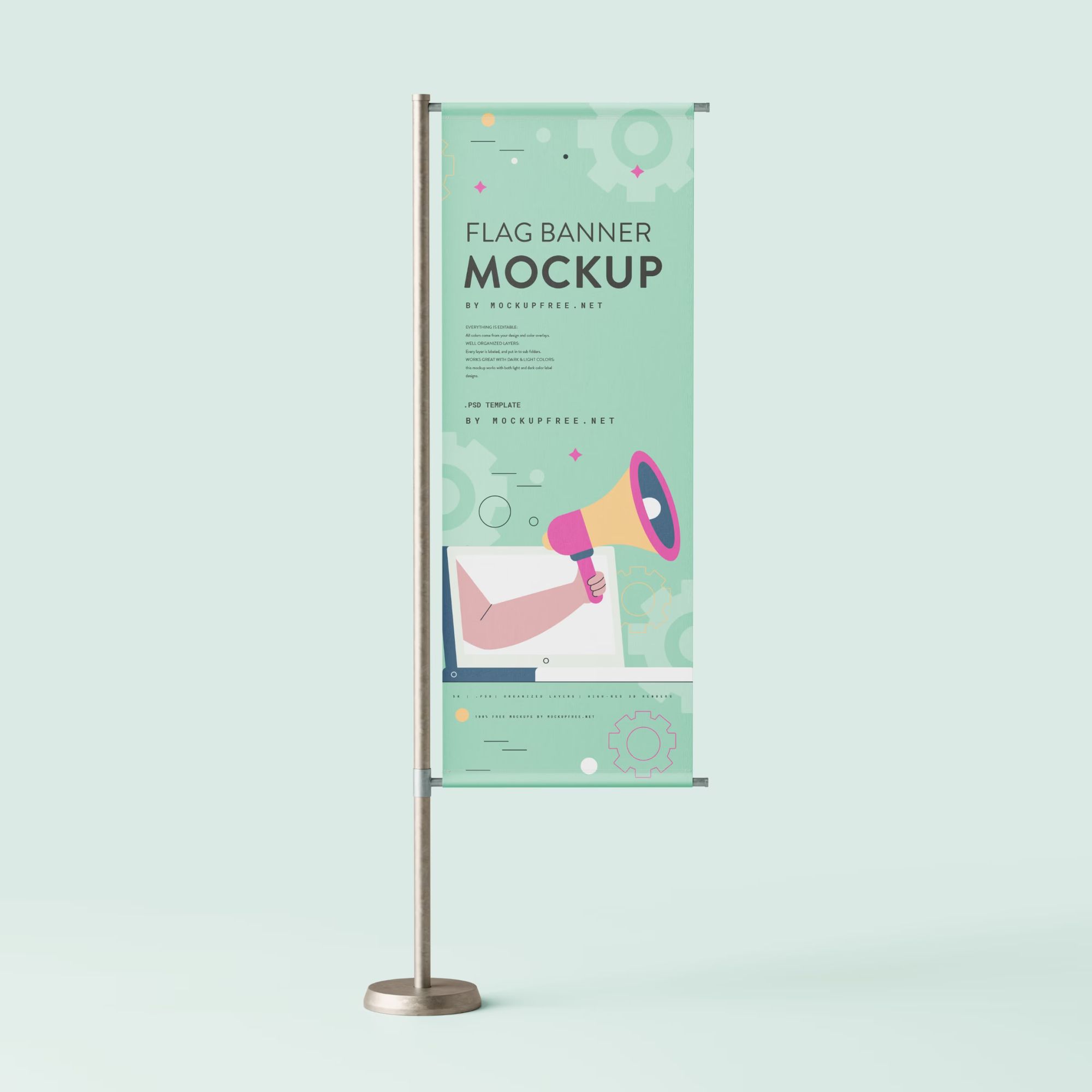 Flag shaped advertising banner mockups