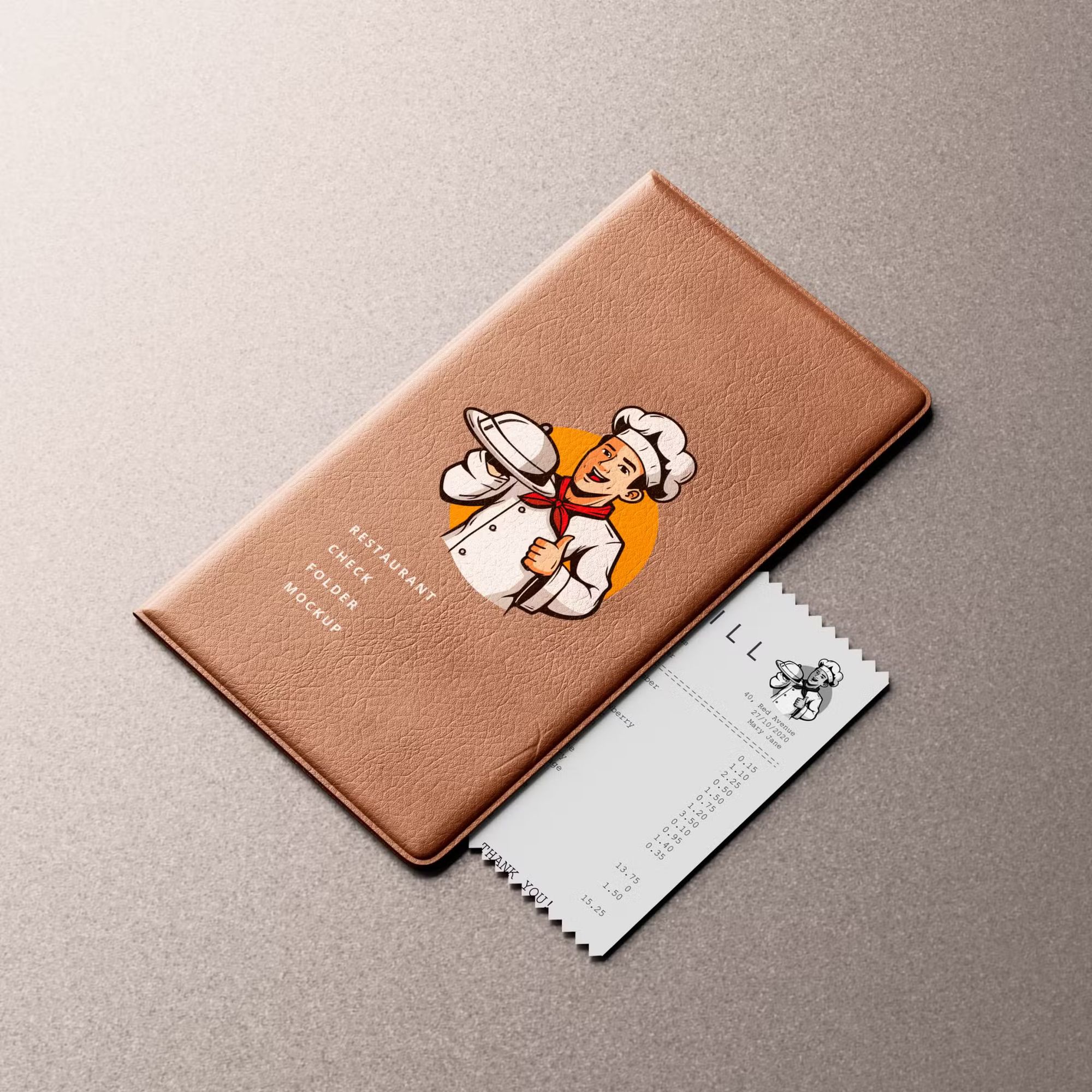Restaurant Check Folder Mockup