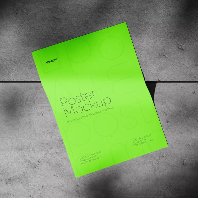 A4 Poster Mockup On Concrete