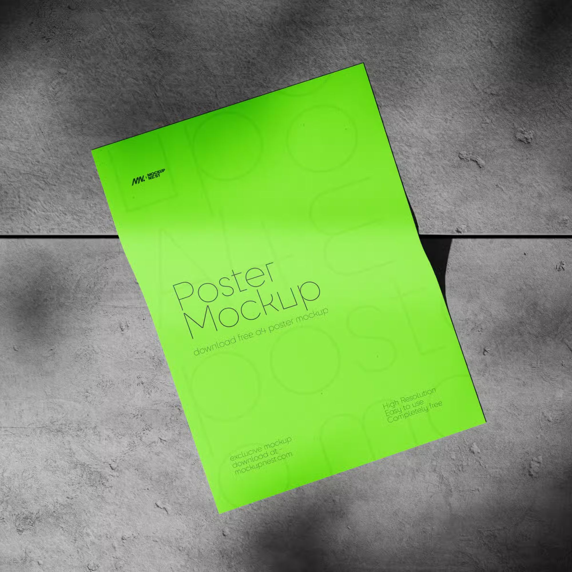 A4 Poster Mockup On Concrete