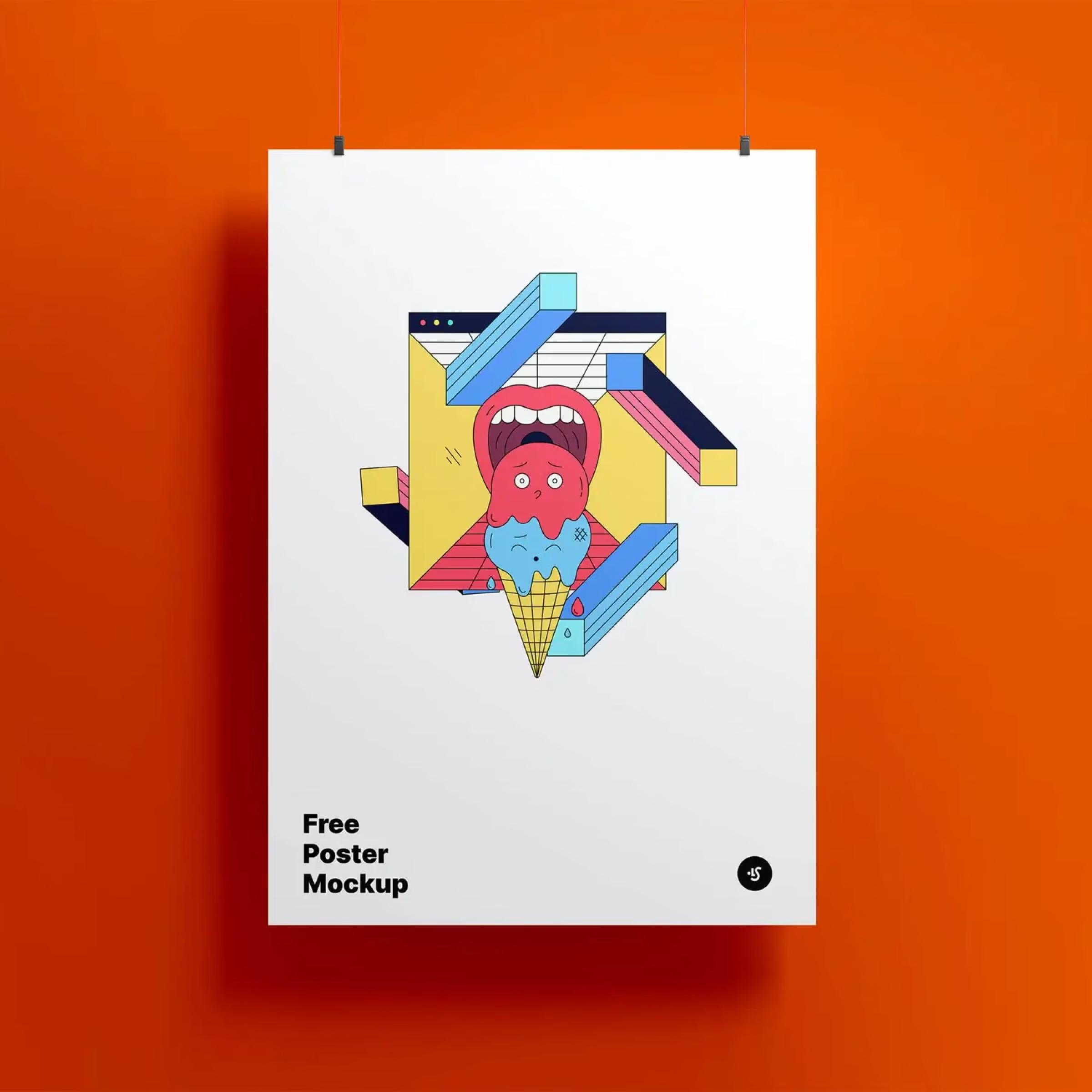 Free Hanging Poster Mockup