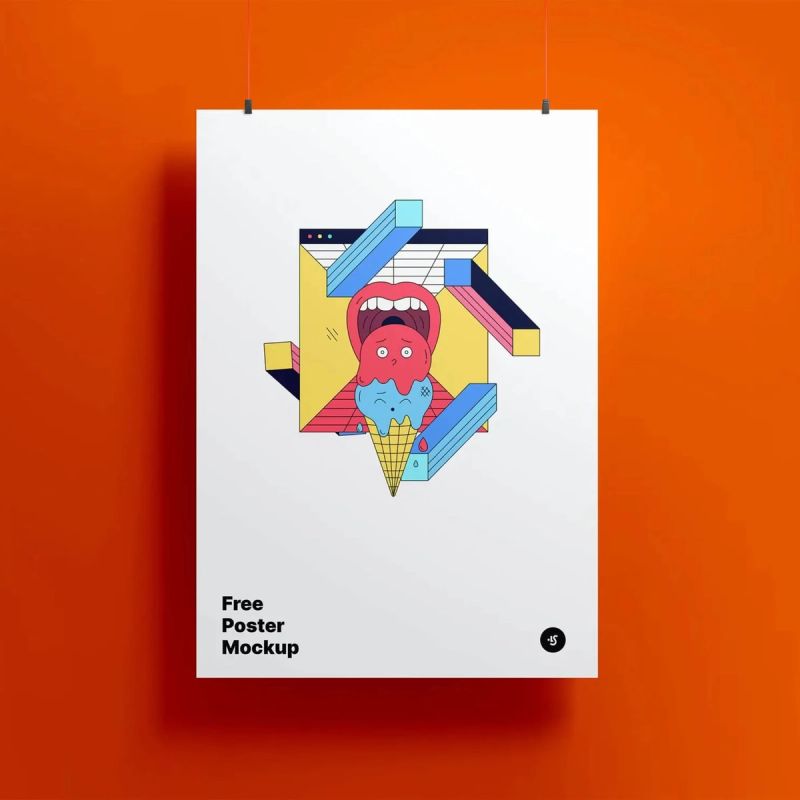 Free Hanging Poster Mockup