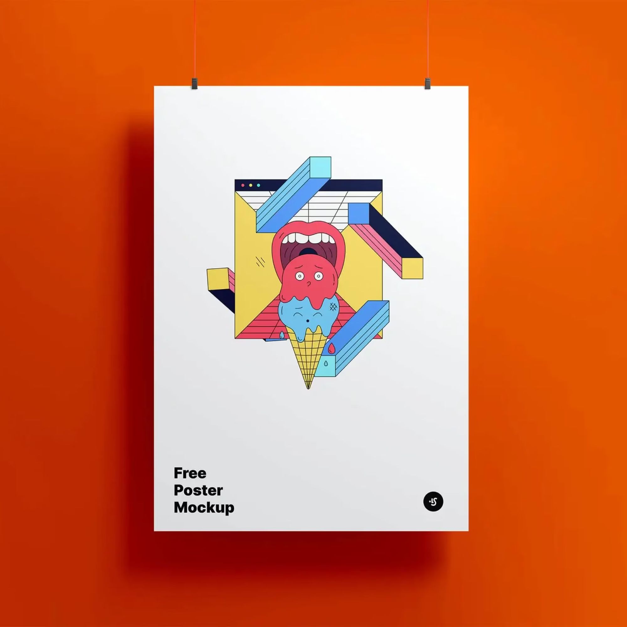 Free Hanging Poster Mockup