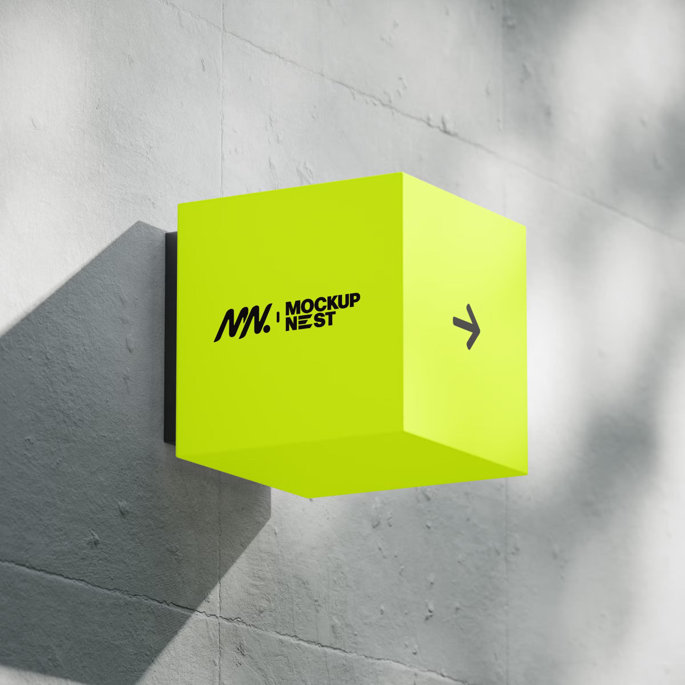 Free Cube Lightbox Sign Mockup