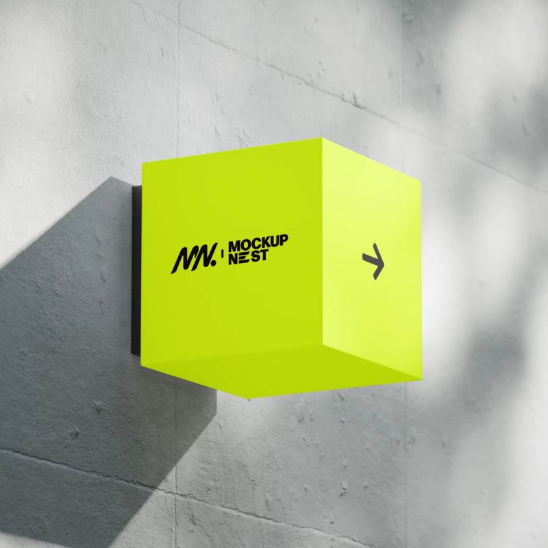 Free Cube Lightbox Sign Mockup