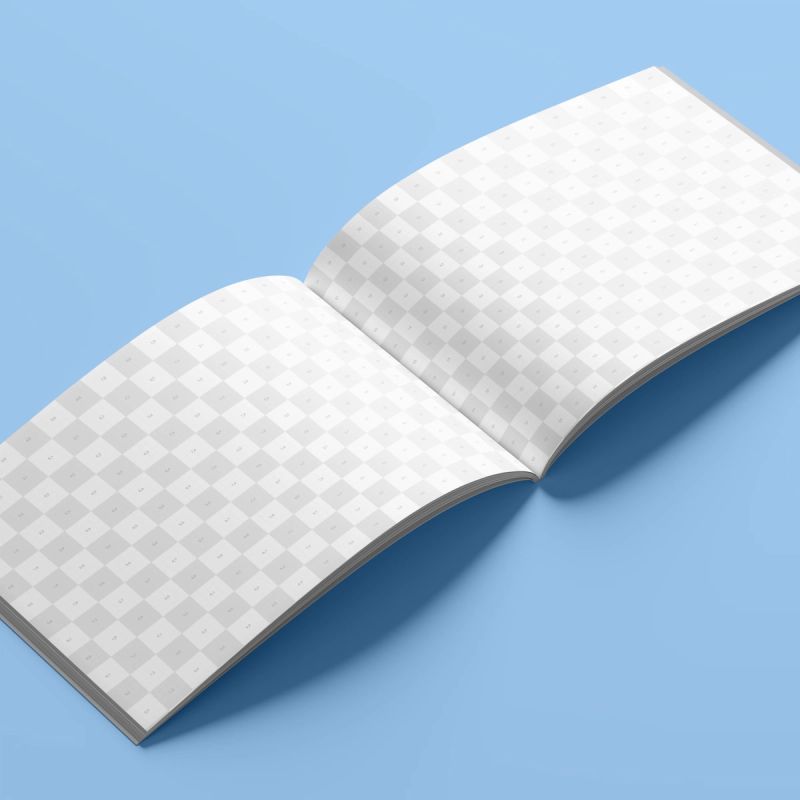 Free Open A4 Landscape Magazine Mockup