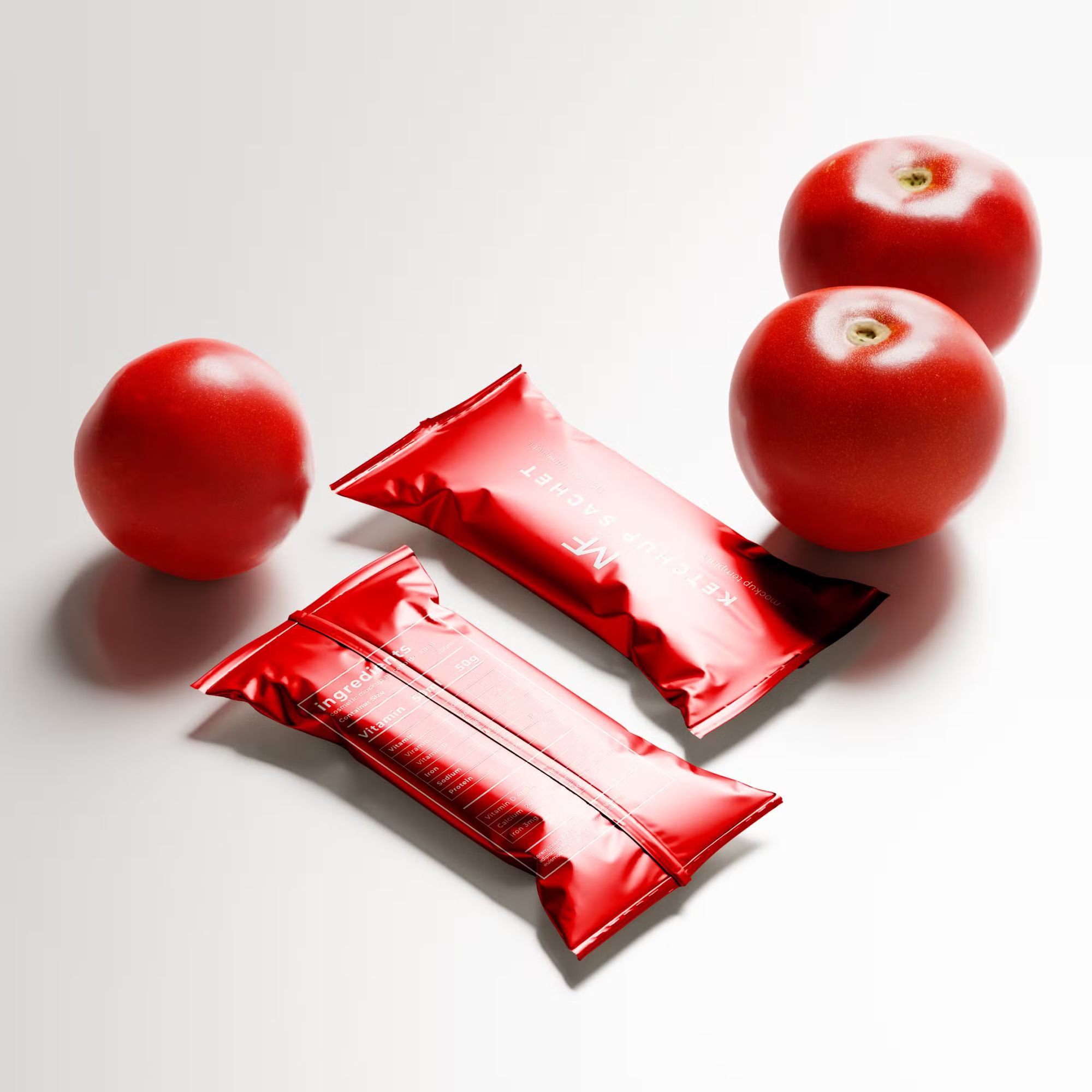 Tomato Ketchup Sachet Packet Mockups 4