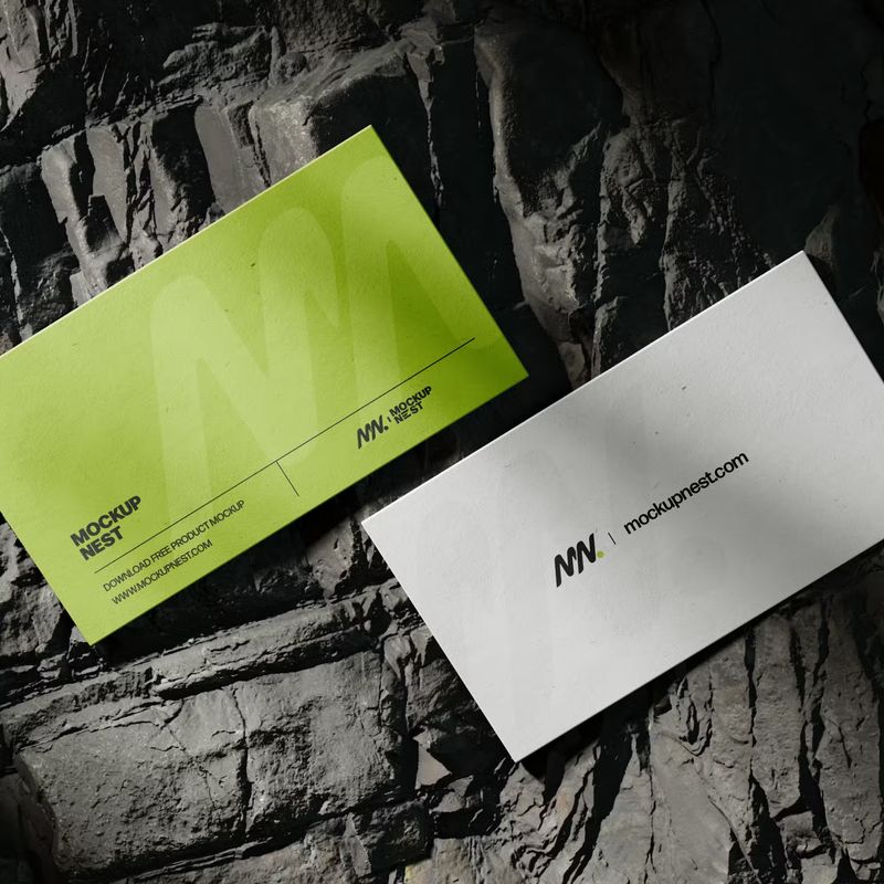 Business Card Mockup On Rock 2