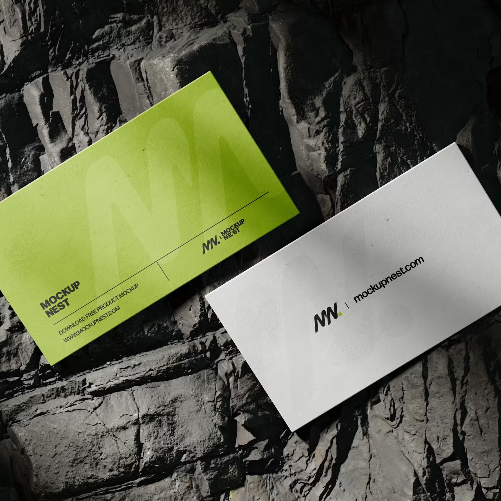Business Card Mockup On Rock 2
