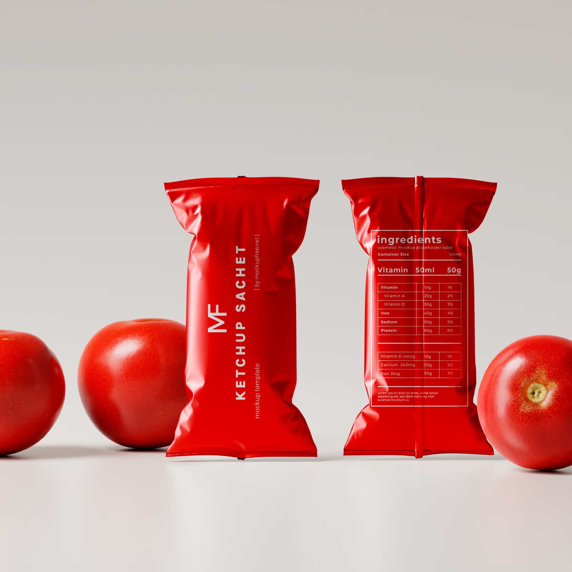 Tomato Ketchup Sachet Packet Mockups 3