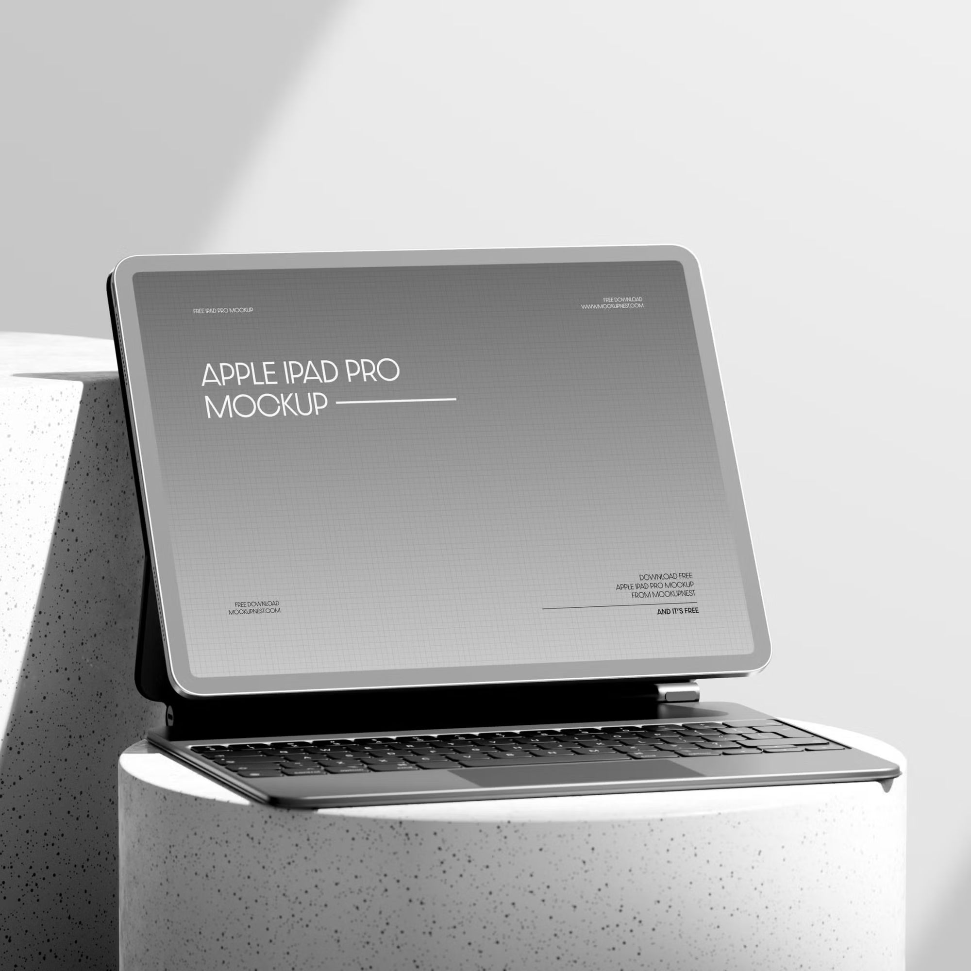 iPad Pro With Magic Keyboard Mockup On Podium