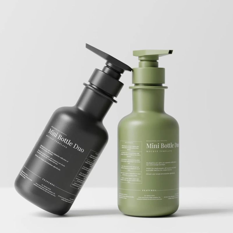 Small Plastic Bottle Pair Mockups 2