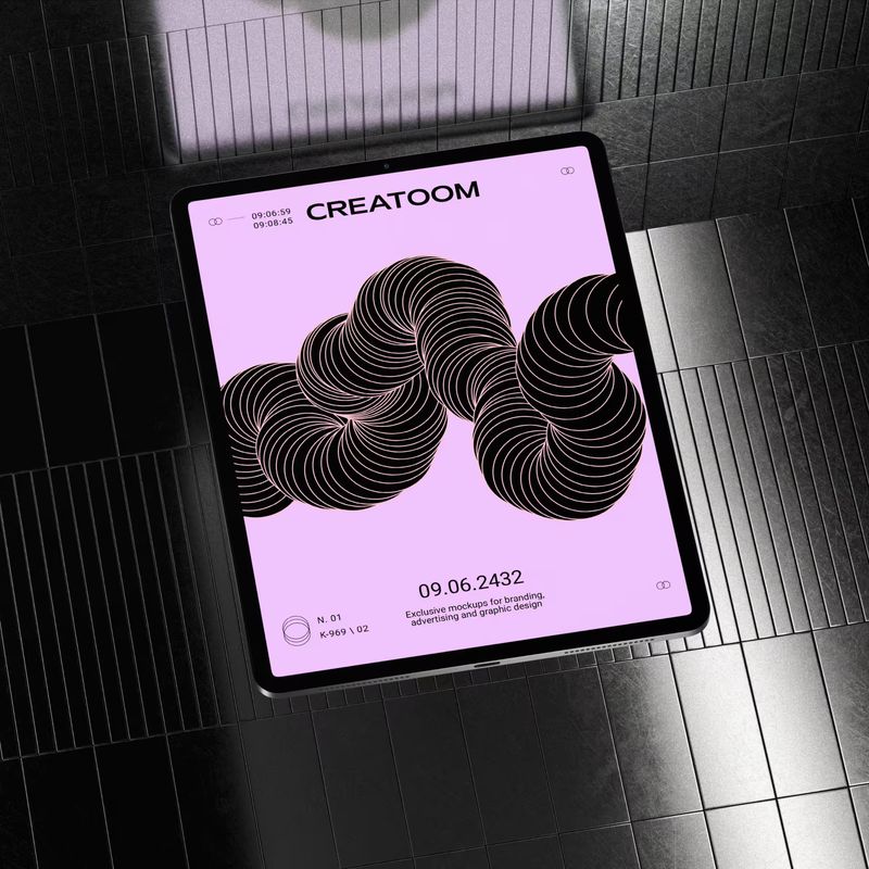 Free Ipad Pro Mockup On Metalic Background Top View