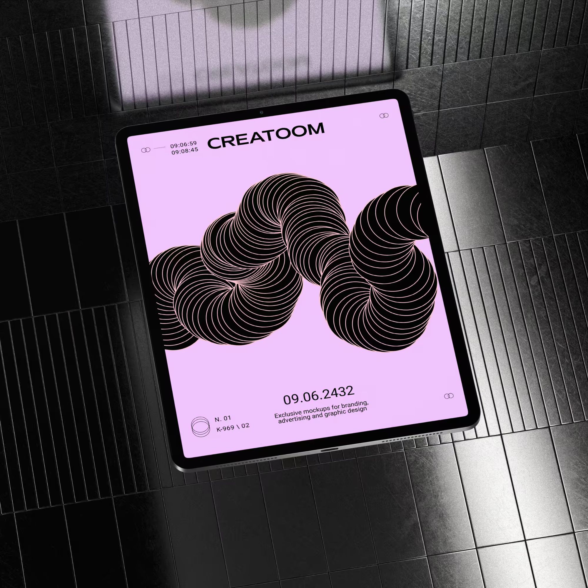 Free Ipad Pro Mockup On Metalic Background Top View