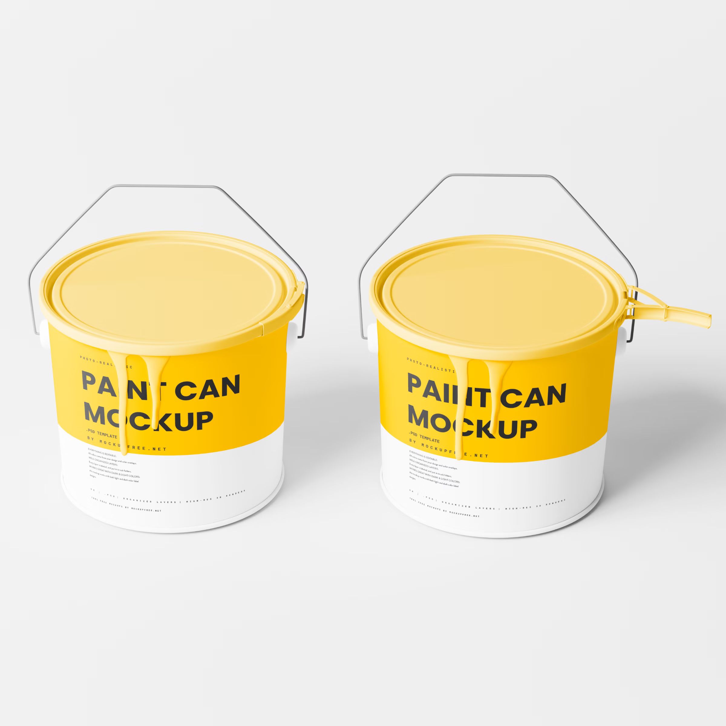 Paint Bucket Mockups with Paint Dripping