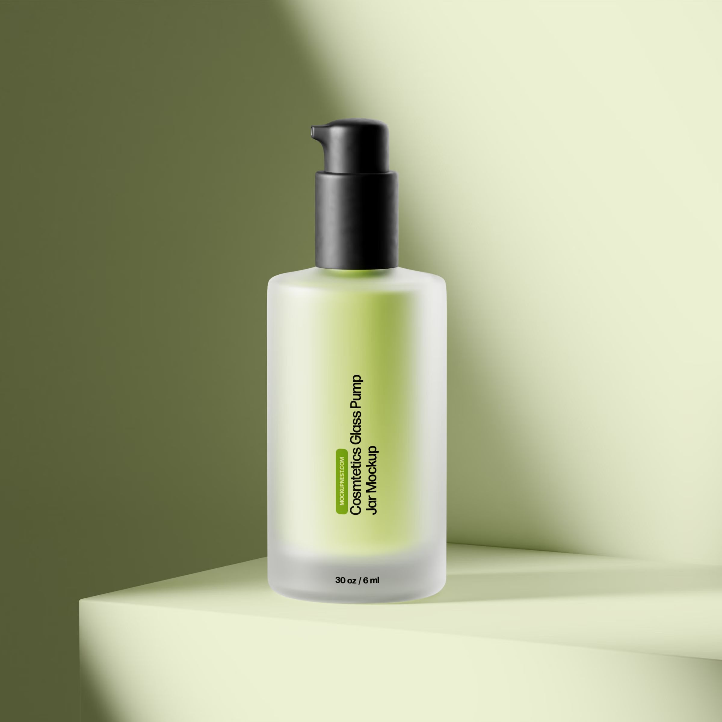 Cosmetics Glass Pump Jar Mockup 2