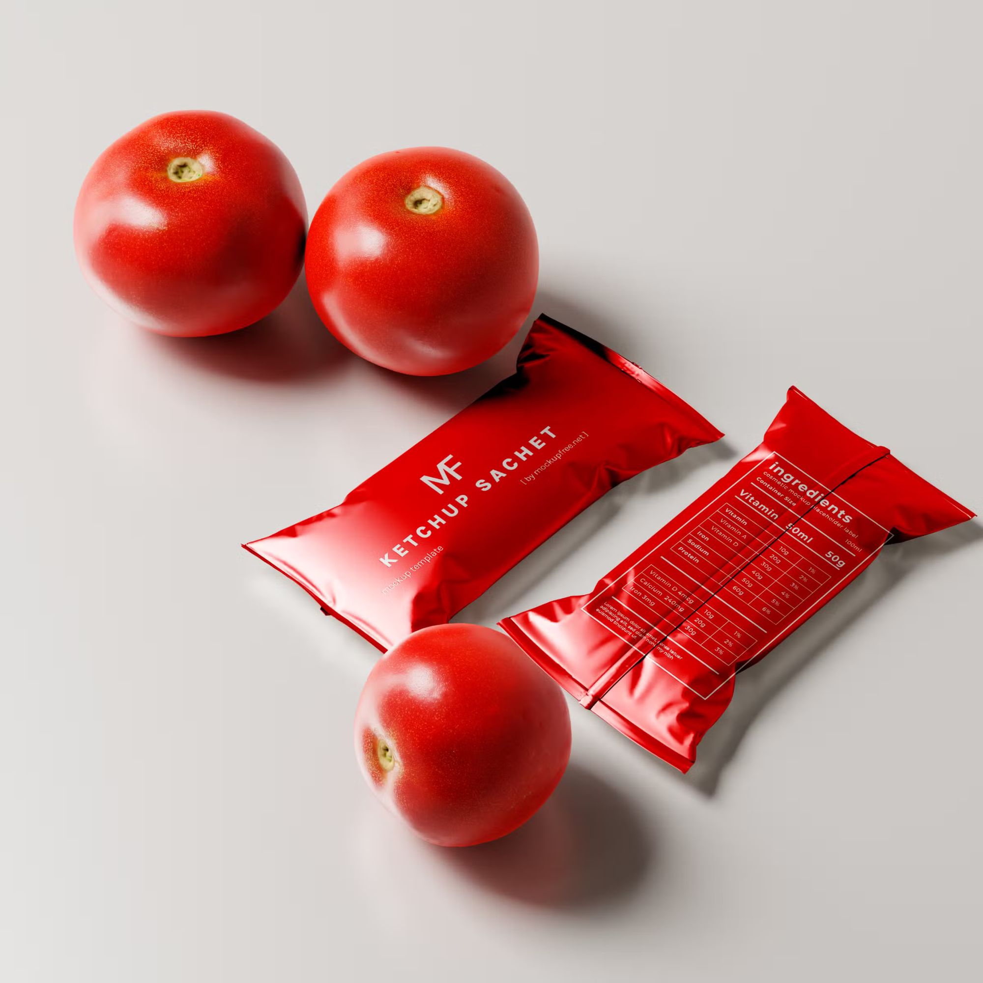 Tomato Ketchup Sachet Packet Mockups 2