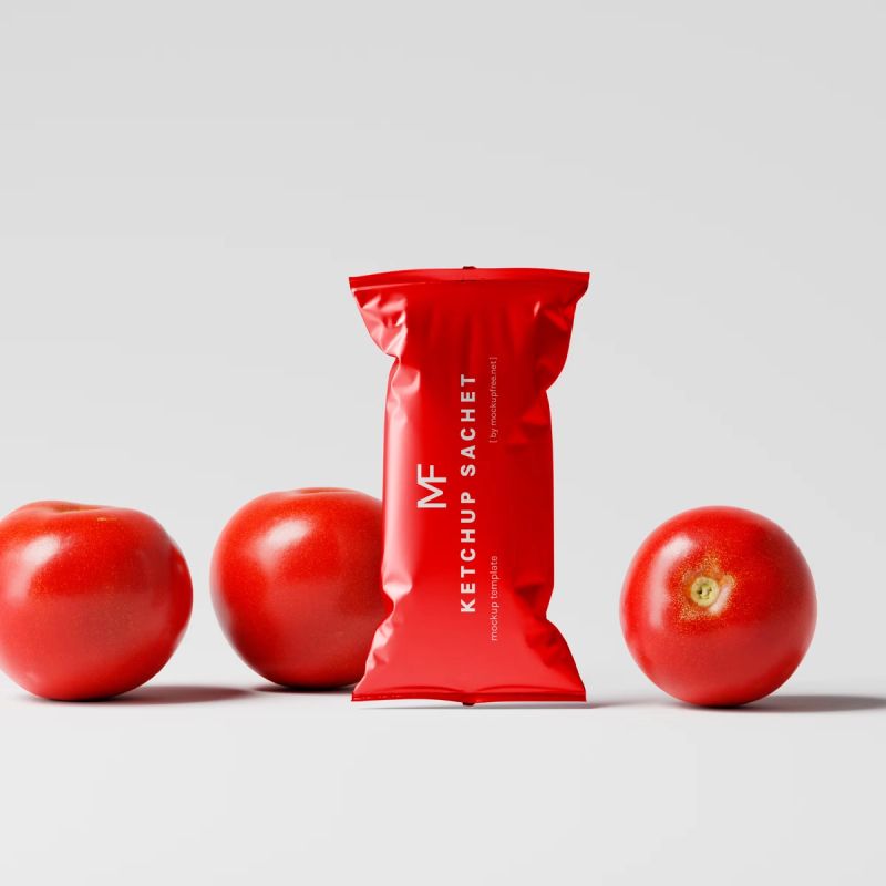 Tomato Ketchup Sachet Packet Mockups
