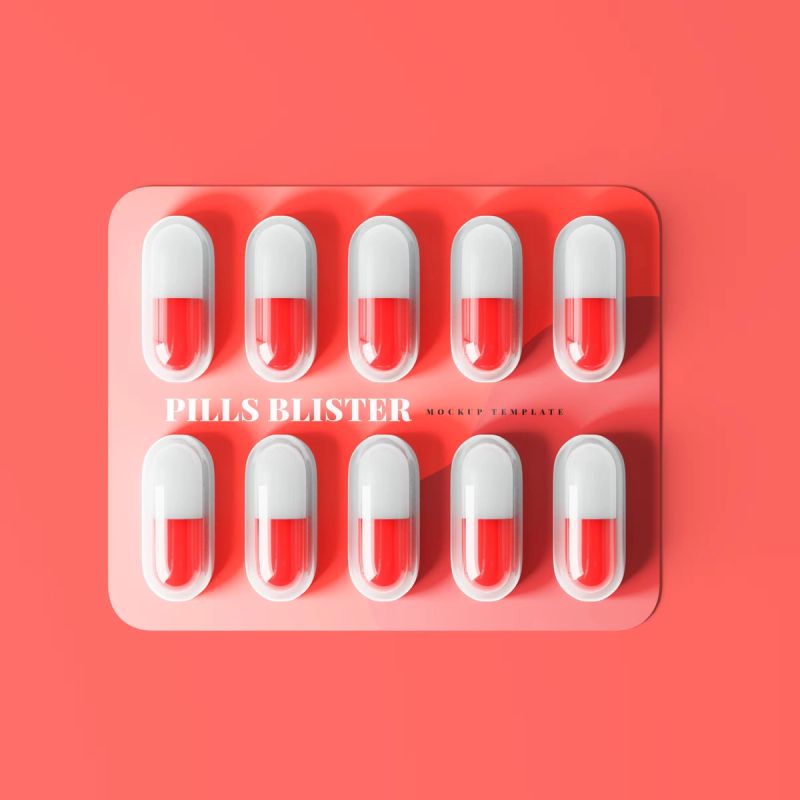 Capsule Blister with Box Mockup 2