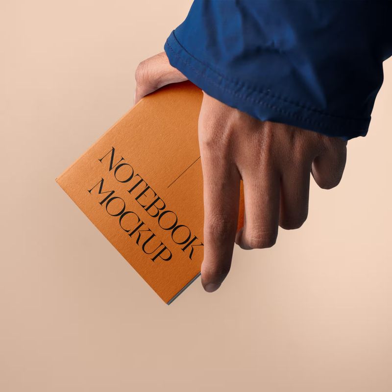 Free A5 Notebook in Hand Mockup