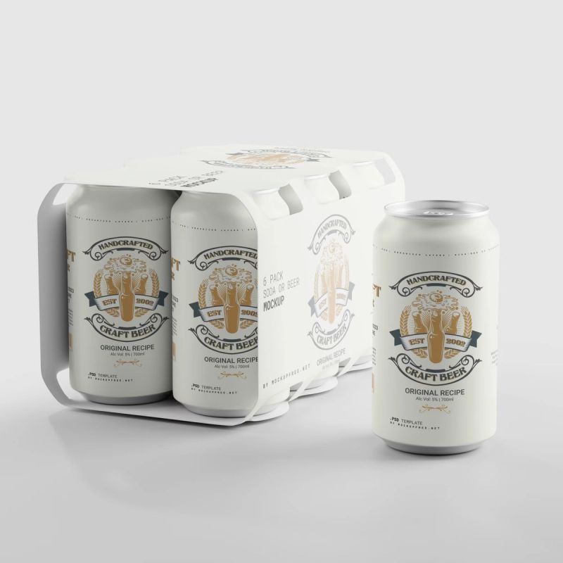 Soda or Beer Can Six-Pack Mockup 3