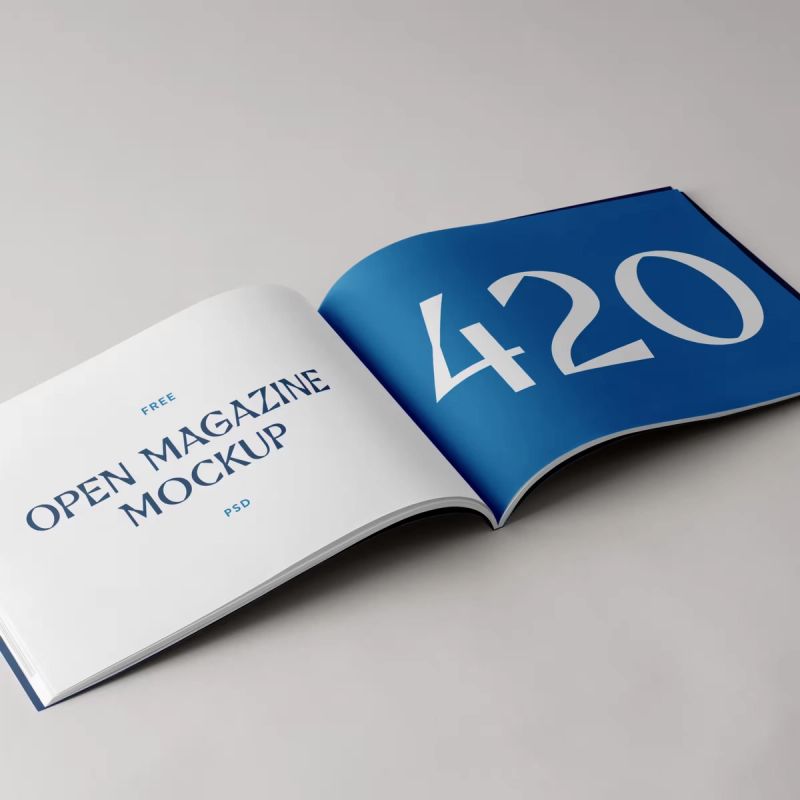 Free Open Horizontal Magazine Mockup