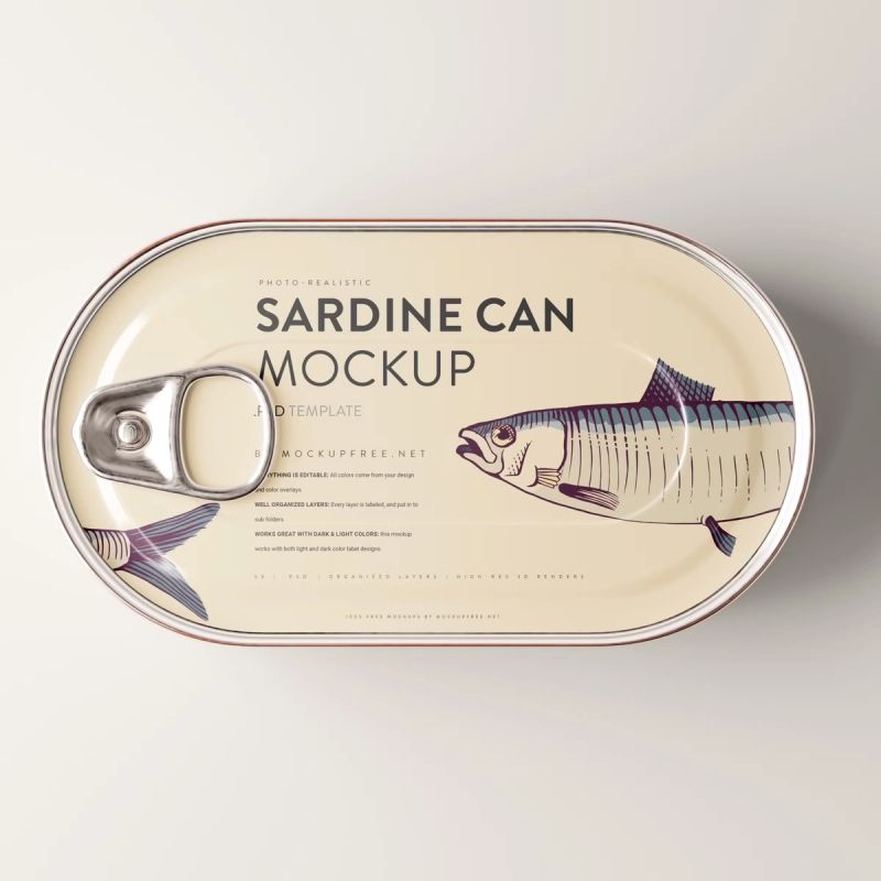 Oval Shaped Tuna Can Mockup